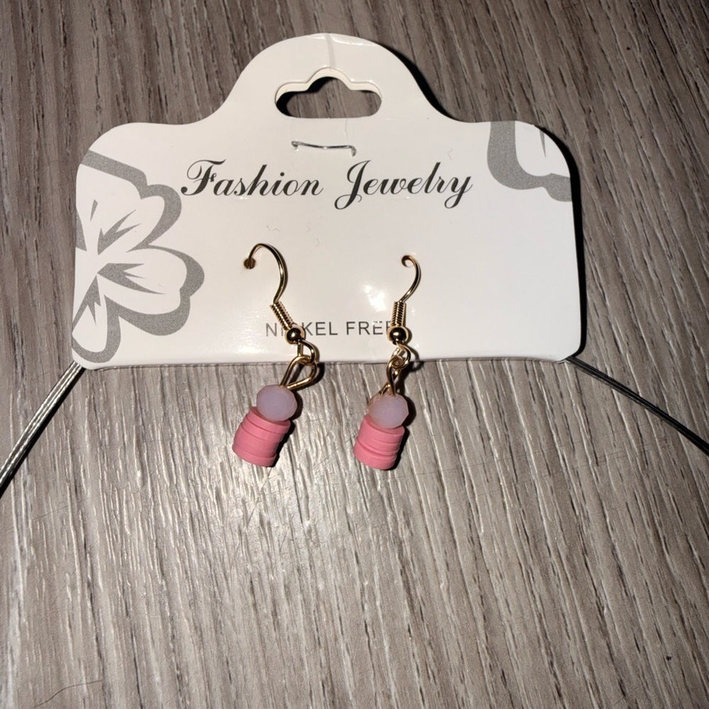 Fashion Jewelry Pink & Cream Layered Bead Necklace with Earrings - Picture 2 of 2